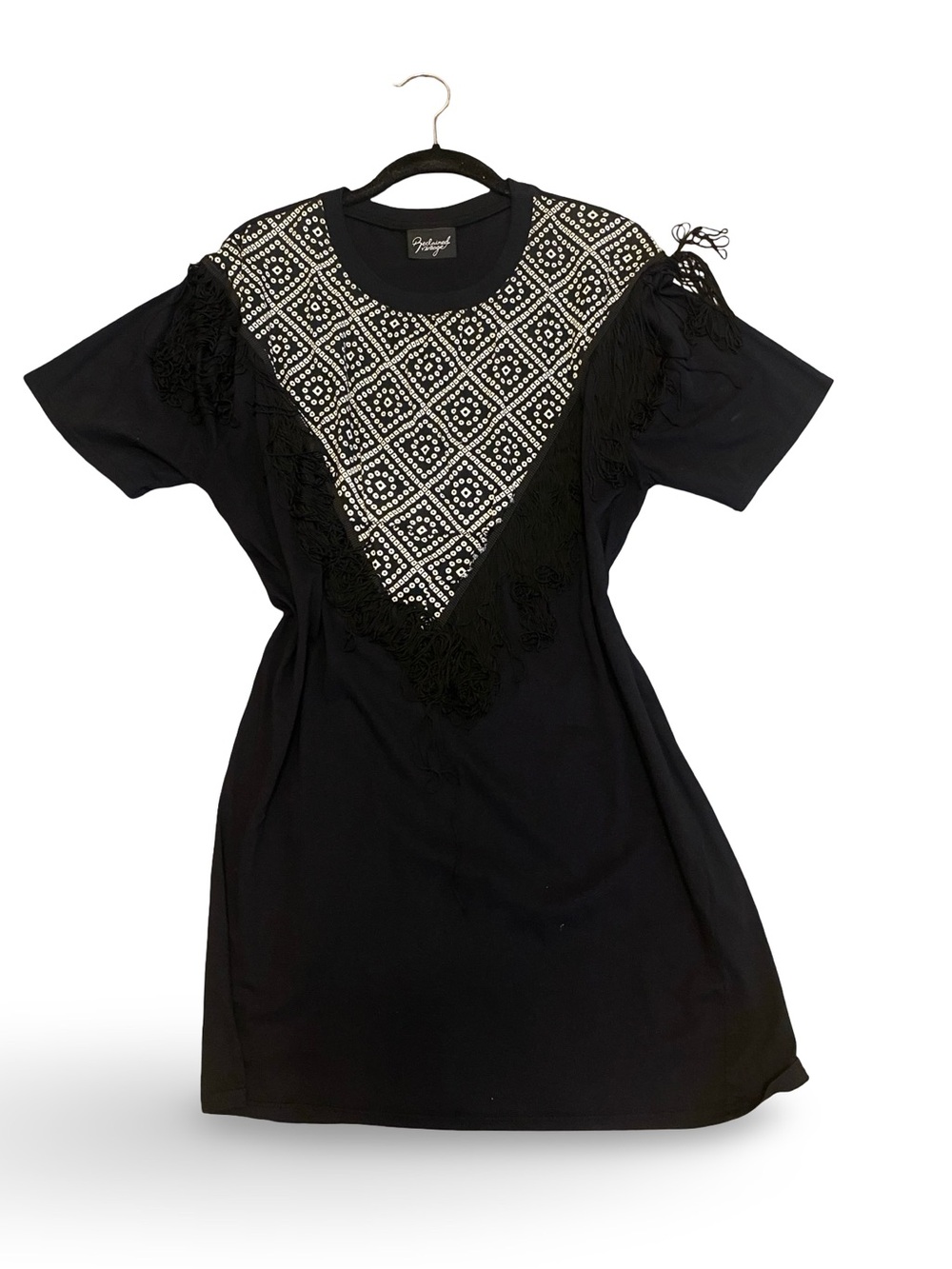 ASOS Fringe Black Short-Sleeve Shirt dress- Reclaimed Vintage